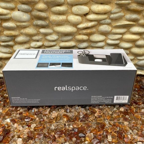 New NWT Realspace Desk Organizer w/Wireless Charger & Antimicrobial Treatment - Picture 10 of 10